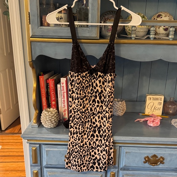 Victoria's Secret Other - Leopard Print Lace Trim Chemise